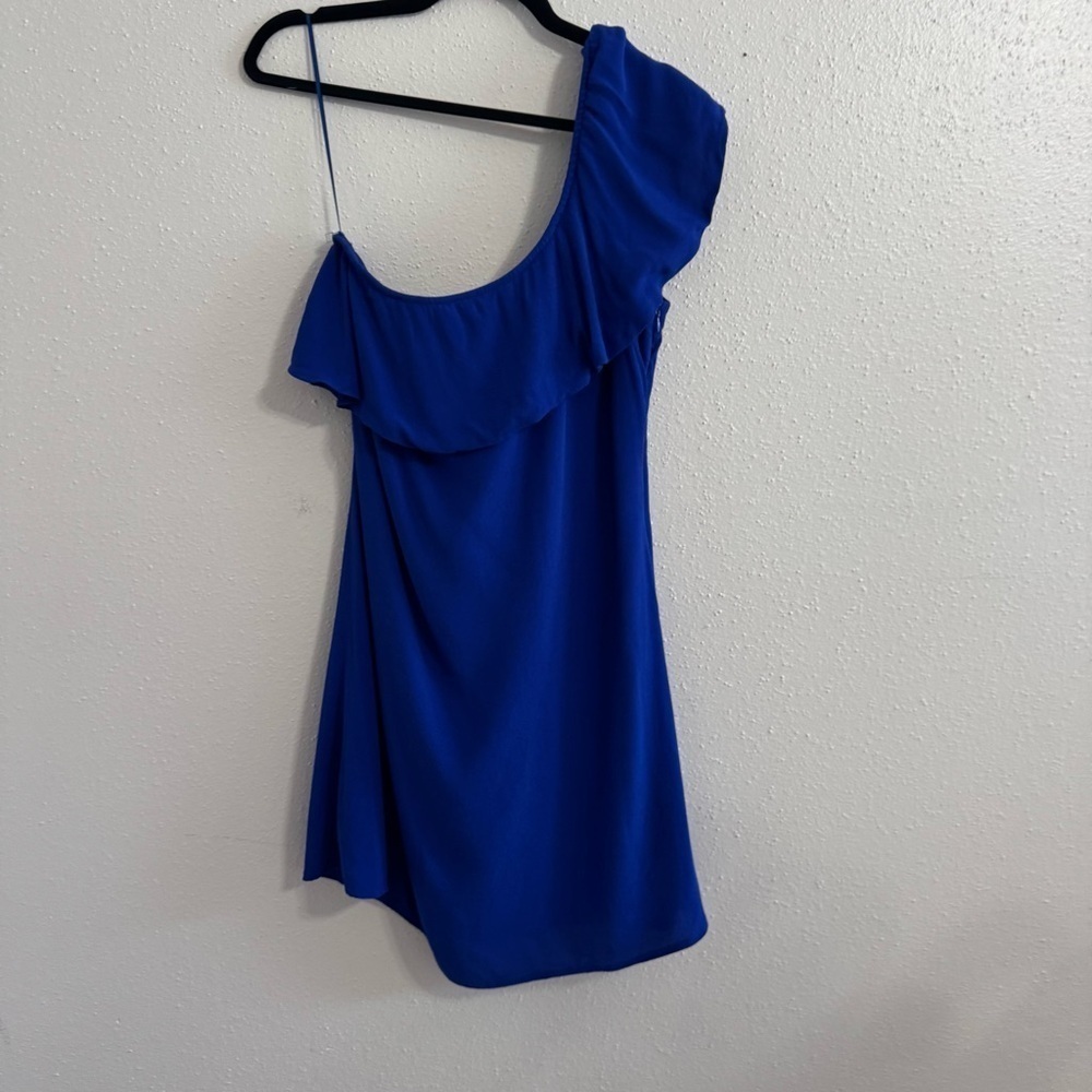 ASTR The Label Blue One Shoulder Ruffle Mini Dress Size M